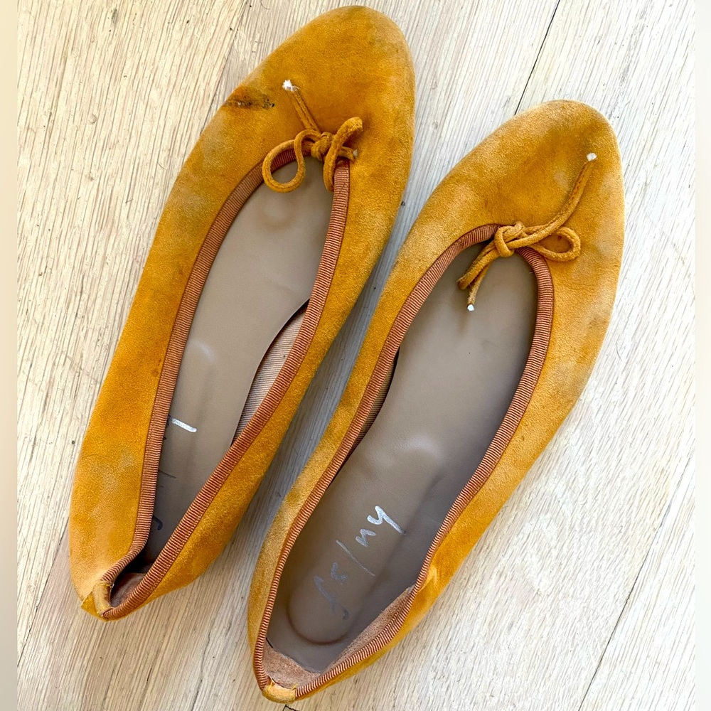 FA NY / French Sole Tan Suede Ballet Flats Size 39.5
